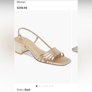 Reformation - Eleonora Sling Back Block Heel Sandal (Gold Strappy Sandals)